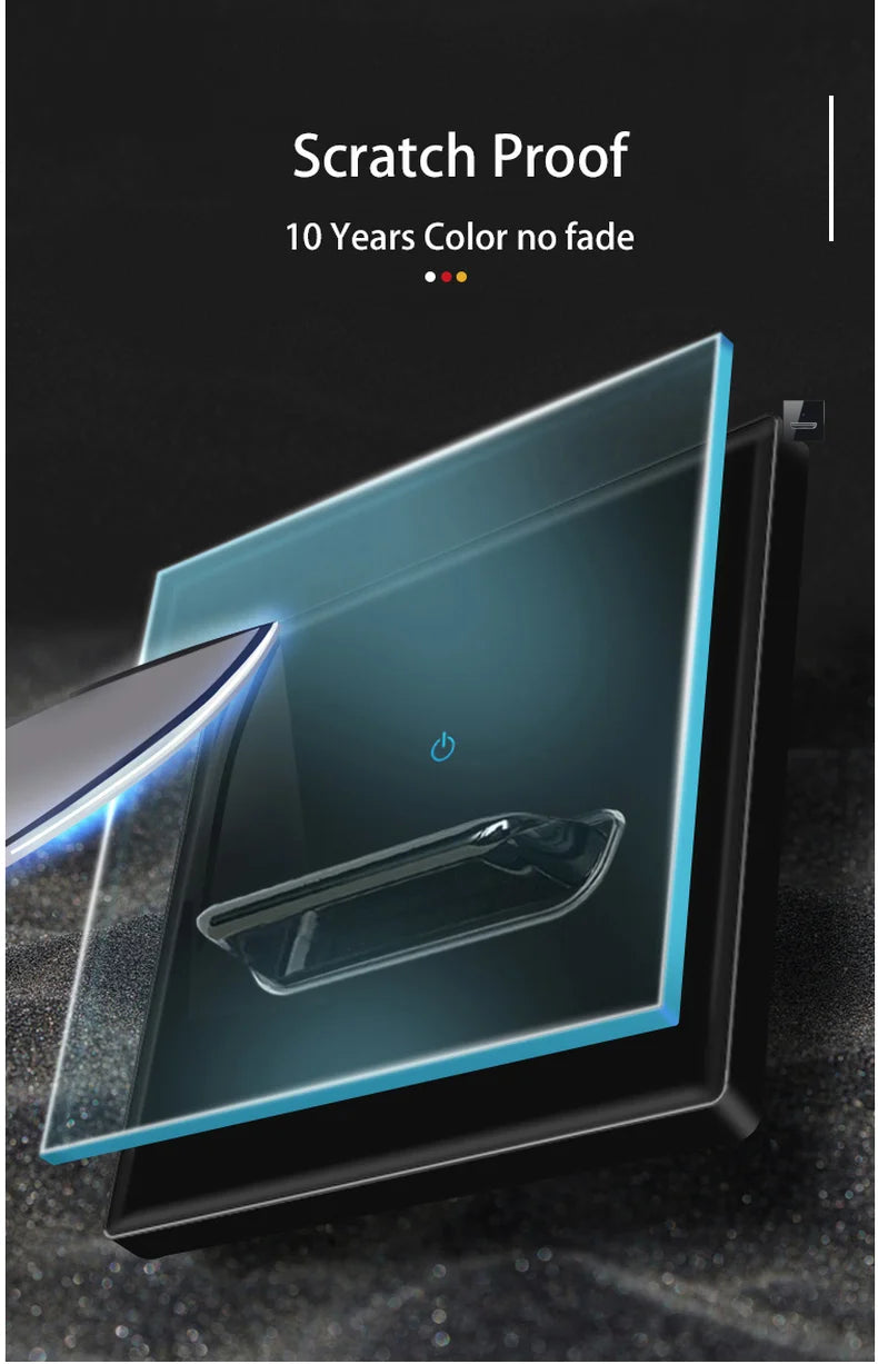 Wall Light Switch 1 2 3 4 Gang Tempered Glass Panel Blue LED Night Light White Black Gray Gold Pass Through Low Price