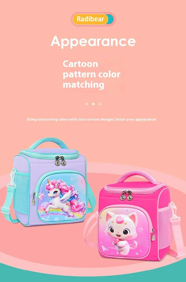 Lunch Bag for Boys Girl Cute Insulated Lunch Box Portable Meal Cooler with Adjustable Shoulder Strap for School Beach Picnic