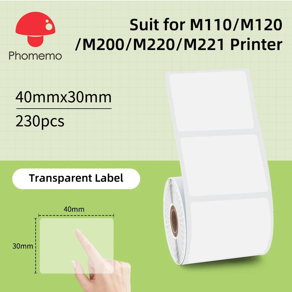 Label Sticker for Phomemo M110 M220 M221 M120 Mini Portable Printer 20-50mm Thermal Label Printer Stickers Pocket Labeling Maker