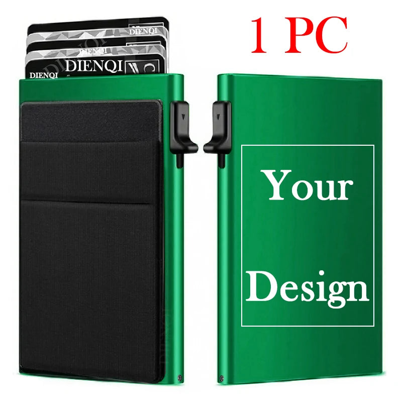 Engraved Rfid Credit Card Holder Smart Wallet Customized Slim Metal Pop Up Personalized Bank Cardholder Wallets for Men Women