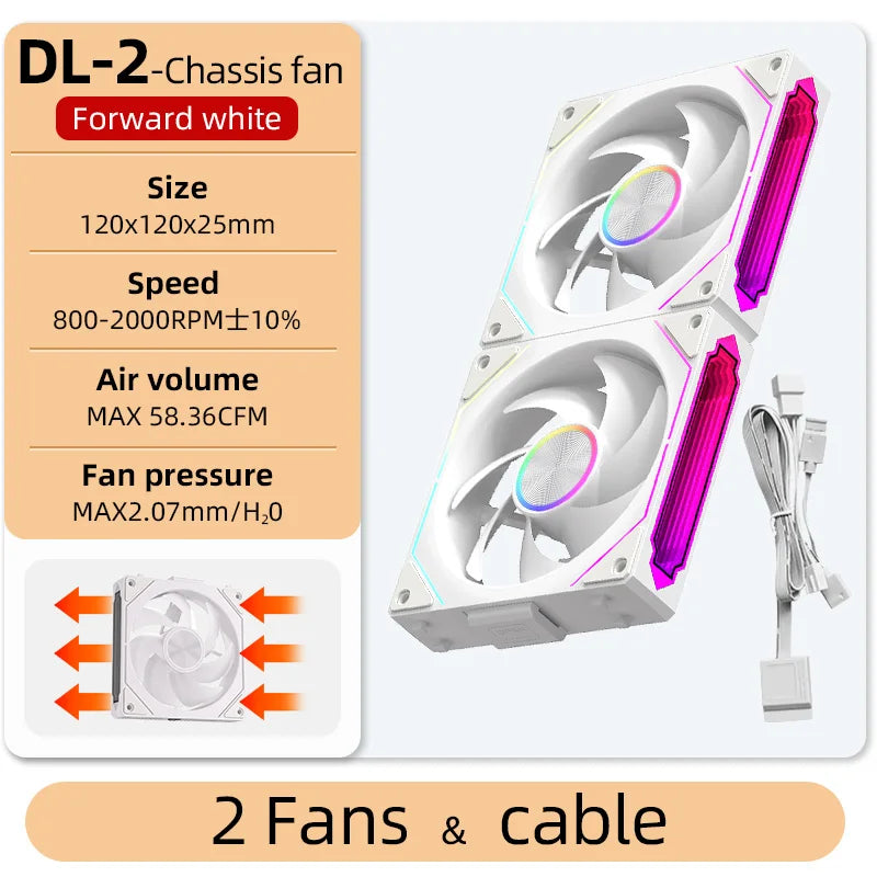Coolcirc DL-2 Modular Wireless Splicing 120mm PC Case Cooling Fan ARGB Infinite Mirror Lighting Effect for Computer Water Cooler