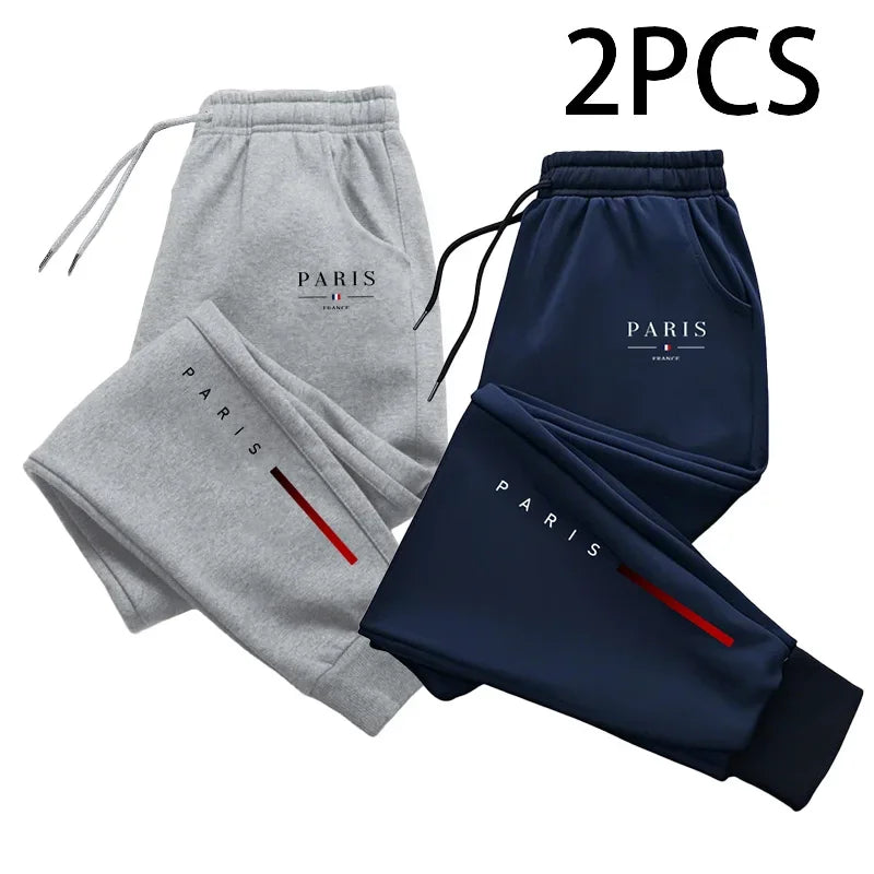 2 in 1 Sweatpants for Man Fall Winter Daily Casual Sporty Jogger Pants Paris Fashion Print Trousers Home Outdoor Comfort Bottoms