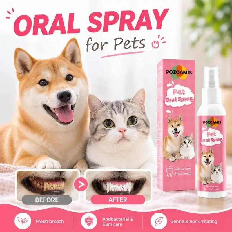 No Brushing Pet Dental Spray Dog Cat Breath Freshener Plaque Tartar Care Water Teeth Stain Cleaning Liquid