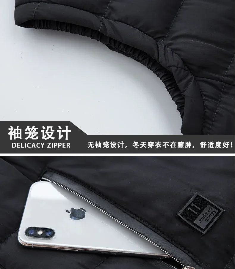 New Brand Mens Outdoors Vests Men's Winter Vest Cotton-Padded hot sale Vest Men Warm Hooded Waistcoat Casual Male Coats Vests