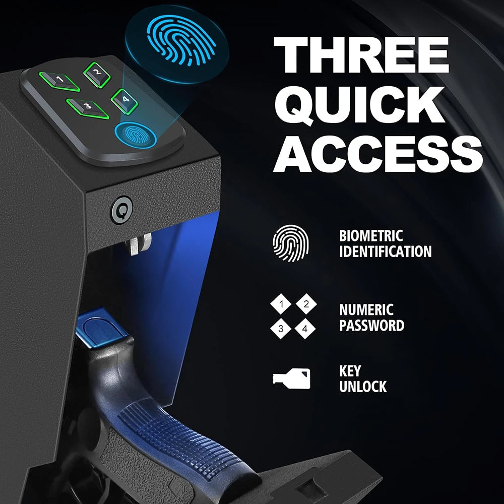 Biometric Handgun Gun Safe Open Fingerprint Hidden Safe for Pistols -with Fingerprint, Backlit Keypad, KEY Access