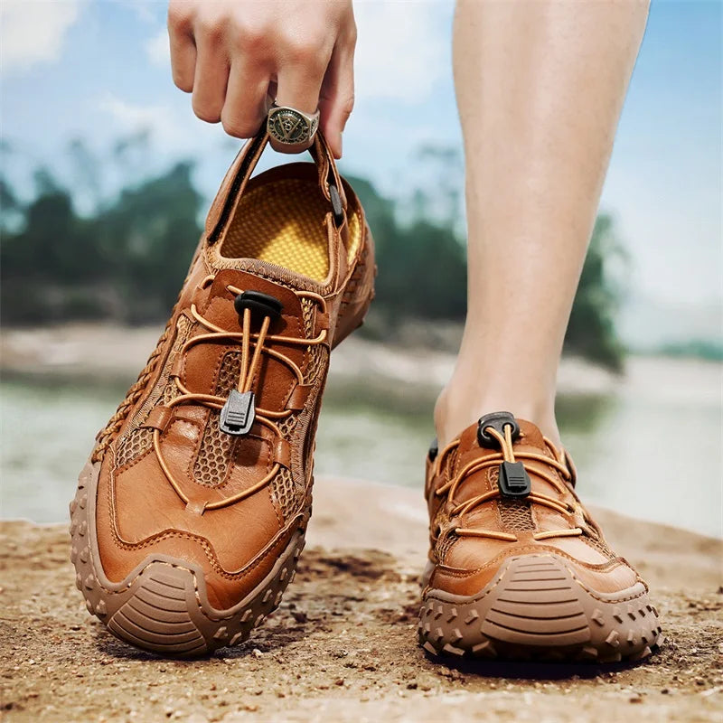 Summer Men Sandals Genuine Leather Mens Casual Shoes Outdoor Men Leather Sandals for Men Beach Shoes Roman mens Shoes