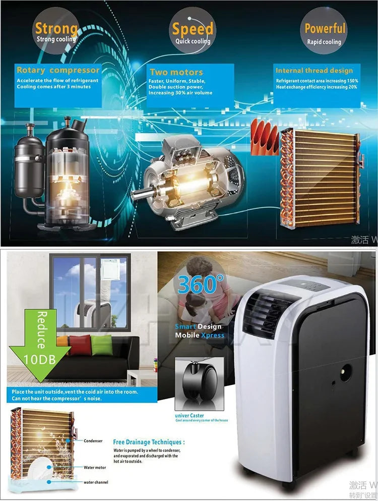 14,000 BTU Portable Air Conditioner Cooling/Dehumidifying/Fan; Tower Dehumidifier; Portable Air Conditioner 4KW