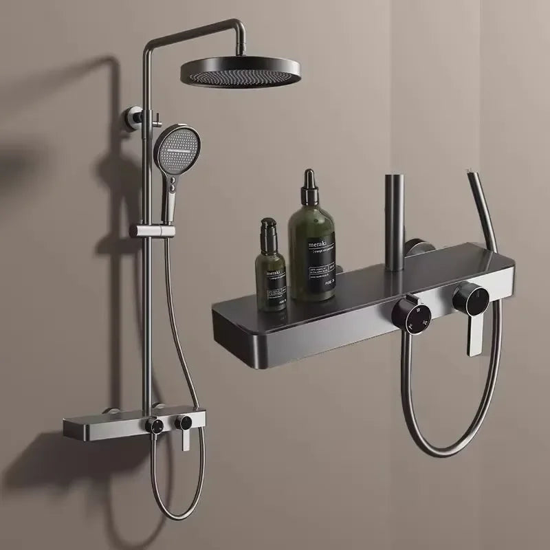 High-end Light Large Storage Shower Set Household Bathroom Rainfall Waterfall Pressurized Wall Mount with Massage