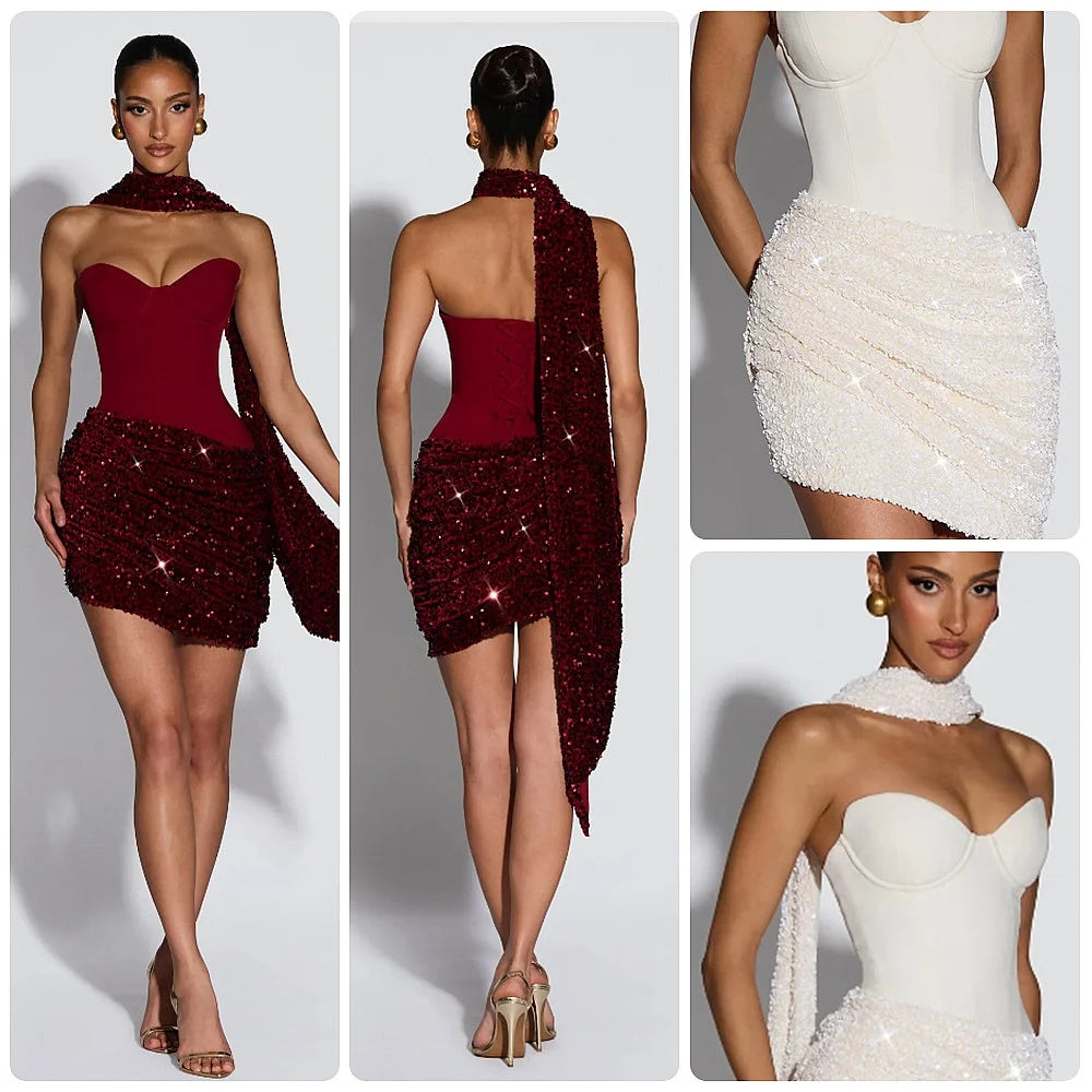 Halter Sparkly Sequin Bodycon Dress Fitted Midi Evening Gown Party Clubwear Jumpsuit Playsuit