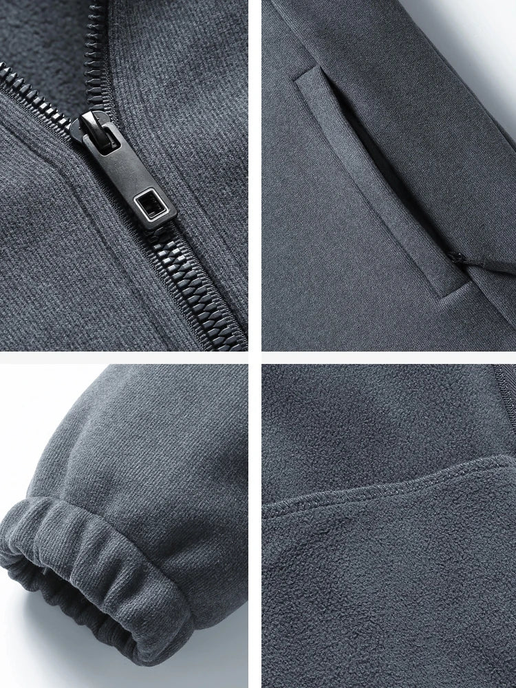 Spring Autumn Mens Fleece Jacket Brand New Stand Collar Softshell Outwear Thermal Warm Coat Male Plus Big Size 6xl 7xl 8xl 9xl