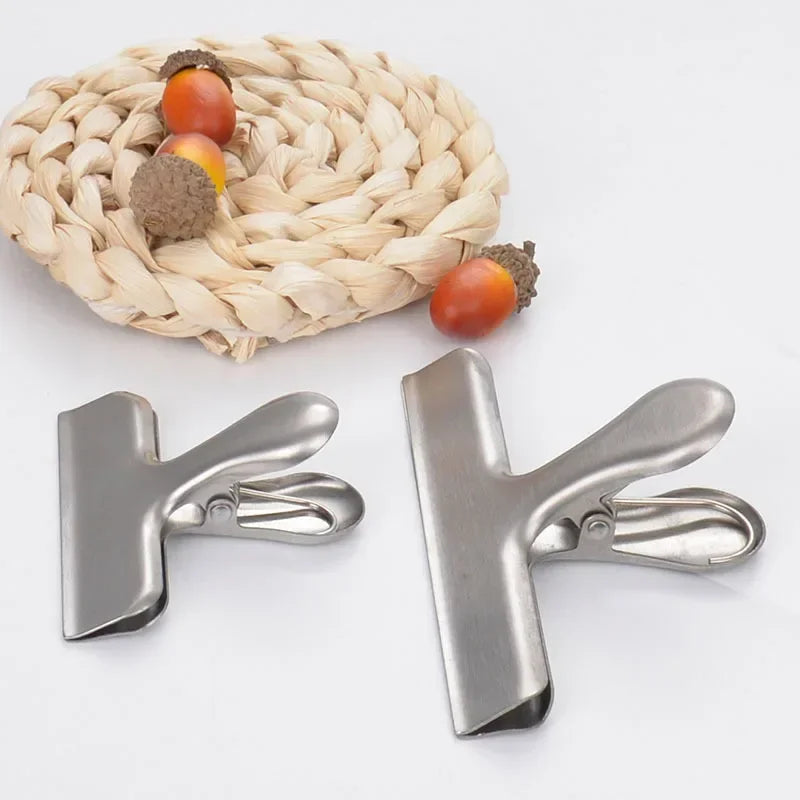 3PCS Stainless Steel Bag Clipsf For Food Heavy Duty Metal Silver Food Clips Office Paper Clamps Air Tight Seal Snack Clips