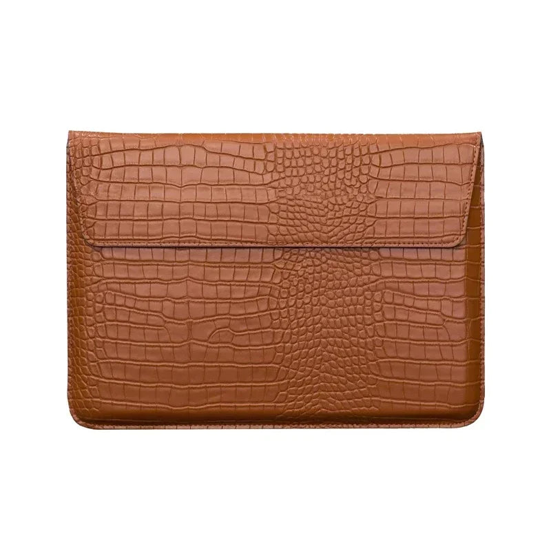 Crocodile Leather Flip Laptop Sleeve For Macbook Neo 13 2026 14 15 16 11 12 Inch HP Lenovo Notebook Pouch Unisex Envelope Sleeve