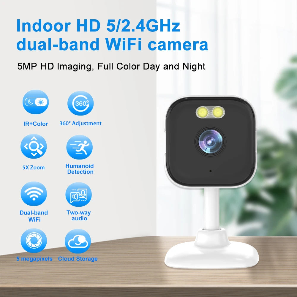 O-Kam Pro Mini Cube Security Camera, 5MP Indoor WiFi IP Camera with Two-Way Audio & Human Detection, Motion Alert, 5X Zoom,