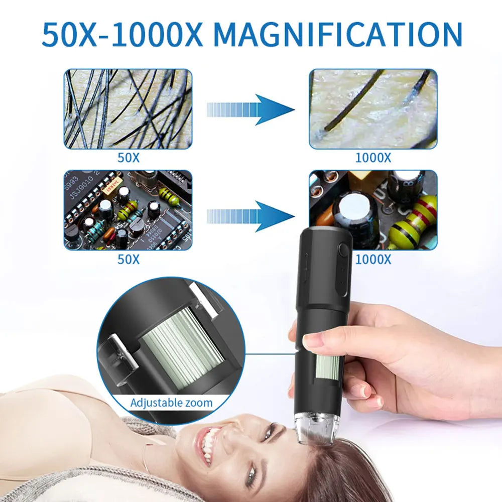 1000 times Wireless Dermatoscope Scalp Skin Analyzer Machine Facial and Body Analyzer Electronics Microscope Beauty Health Pro