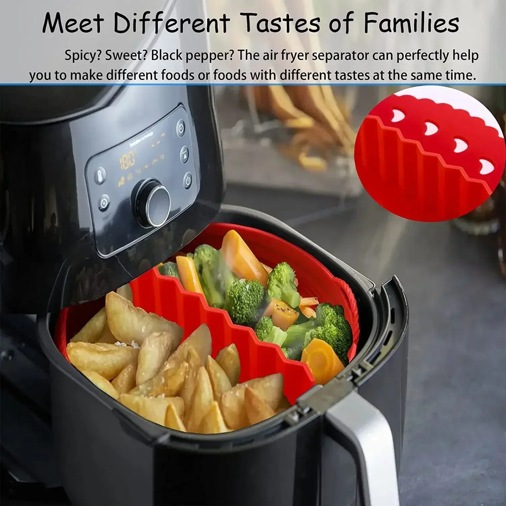 Dishwasher safe Square Silicone Air Fryer Liner Reusable Heat Resistant eazy clean air fryer silicone liners with divider