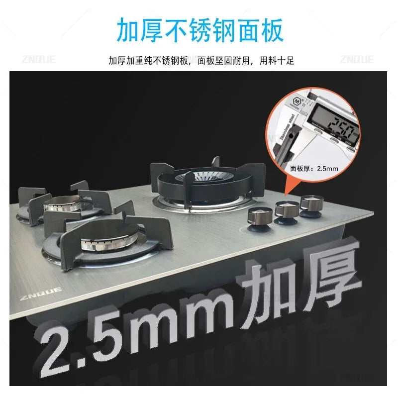 3-Burner Stainless Steel Gas Hob European Style Built-in Natural Gas Kitchen Stove