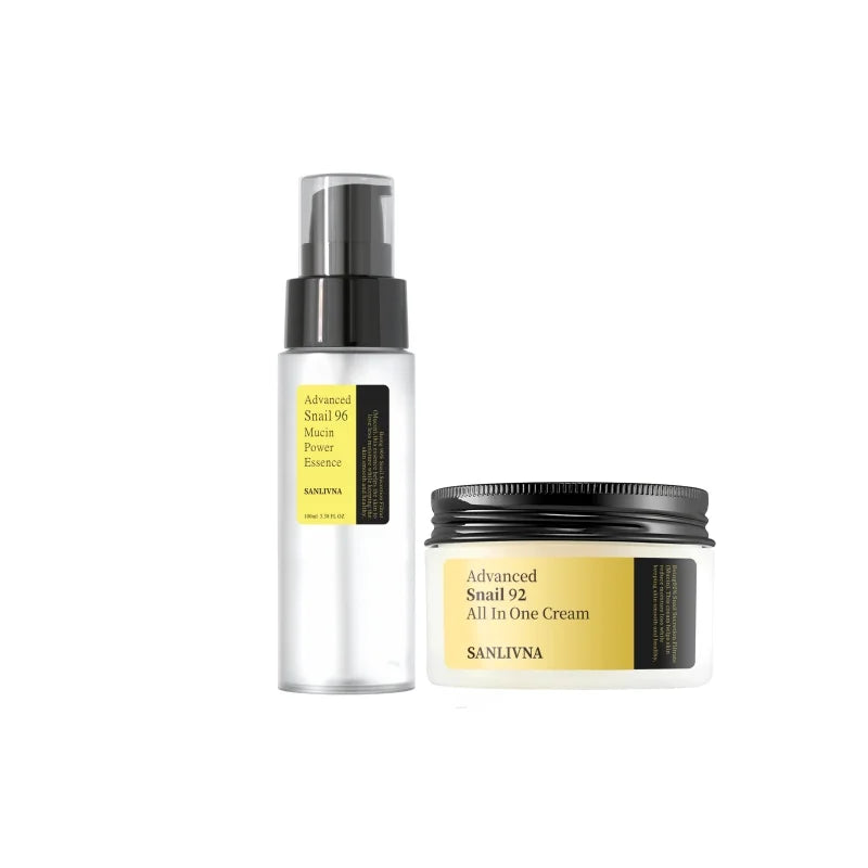 2Pcs Facial Skincare Set,96 Snail Mucin Power Essence & Multi-Active Cream,Face Moisturizer Anti-aging Serum for Dull Skin
