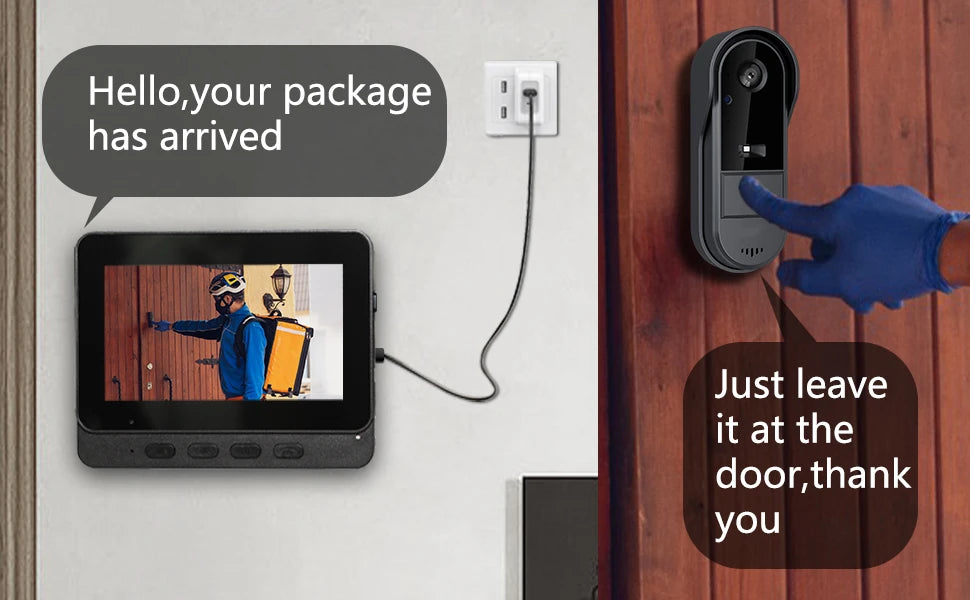 New Waterproof Doorbell Camera 4.3in IPS Screen Wireless Intercom Doorbell Night HD Vision Smart Home Security Video By Bell