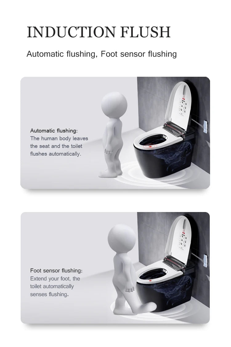 110V Modern Home Hotel Sanitary Ware Electric Closestool Smart Toilet Bowl Bidet Automatic Black Bathroom Toilet