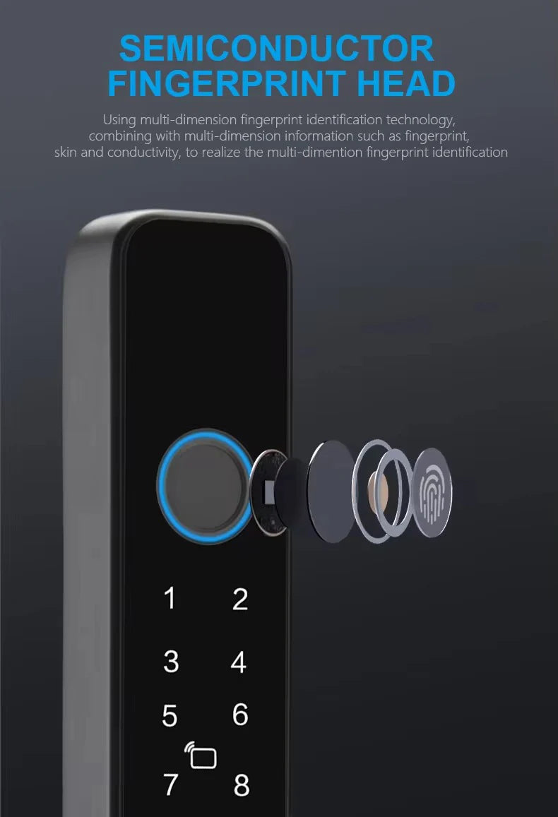 TUYA WIFI Waterproof Smart Door Lock Fingerprint APP Password RFID Card Keyless Digital Electronic Lock Aluminum/Glass Sliding