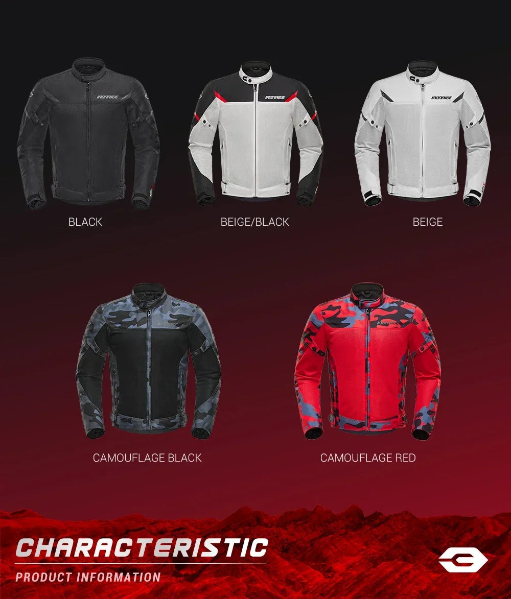 New Motorcycle Jackets Breathable Motorbike Riding Jackets Wear-Resistant Motocross Clothing Built-in Protective Gear