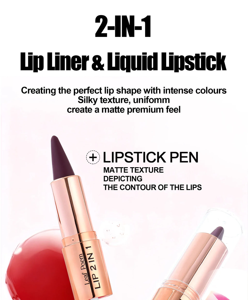 Sexy Red Black Lipstick Waterproof Lipliner Makeup Black Purple Rose Double Head Matte Lipgloss Tapered Lip Liner Contour Pencil