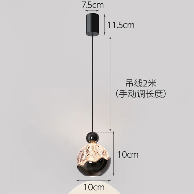 Italian Light Luxury Bedside Pendant Light Artistic Snow Mountain Hand Sweeping Induction Adjustable Entrance Hanging Line Light