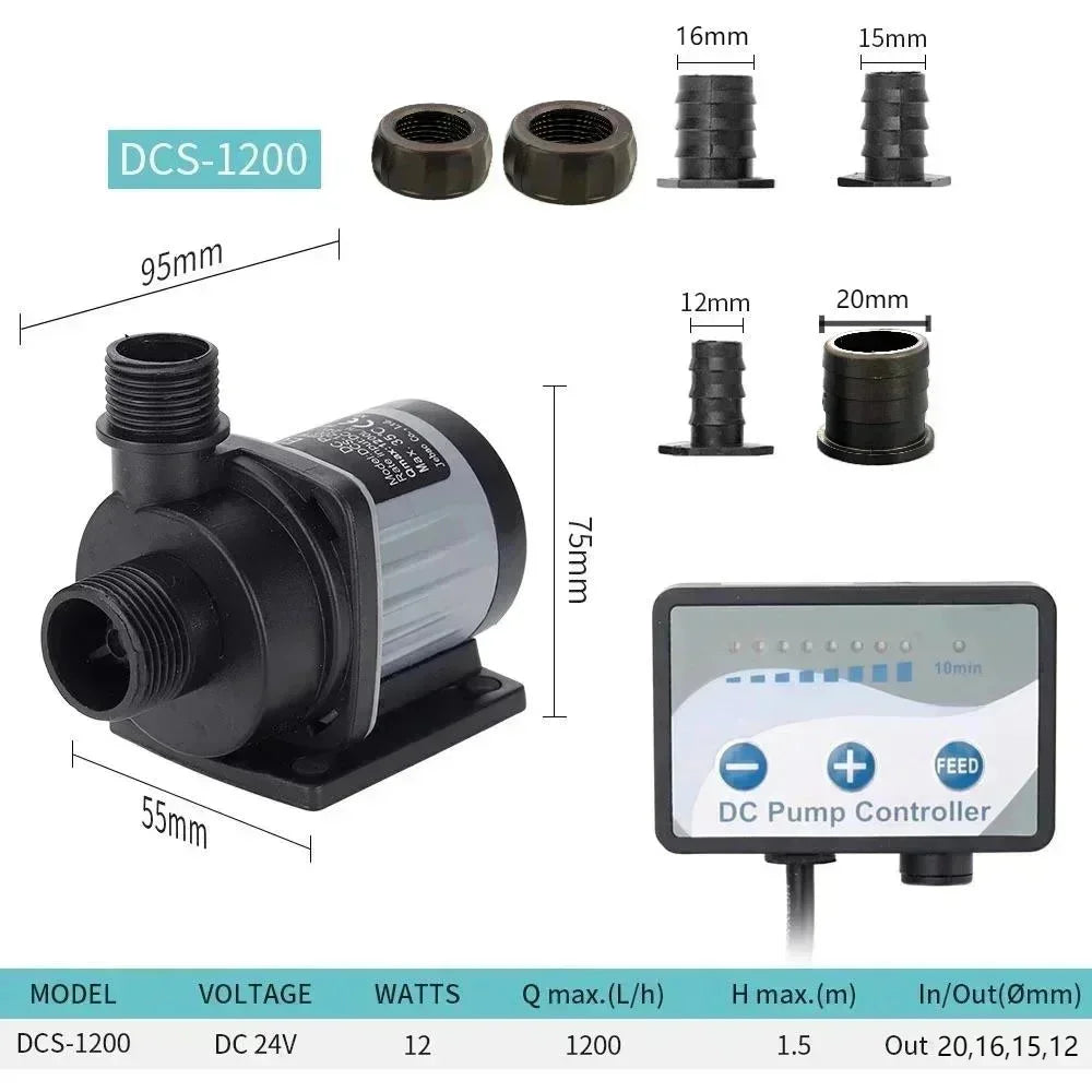 100-240V 12W 1200L/h Jebao DCS-1200 Variable Frequency Submersible Pump Fish Tank Water Pump Flow Adjustable Energy Water Pump