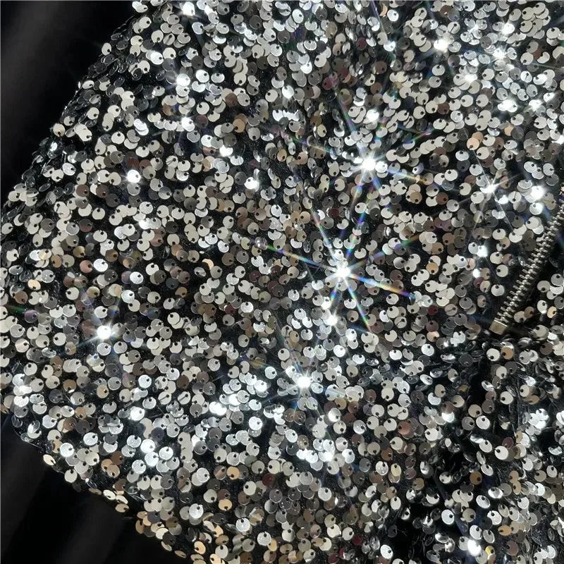 Spring/summer new Spice Girls sequin zipper shorts Slimming suede embroidered beaded casual pants