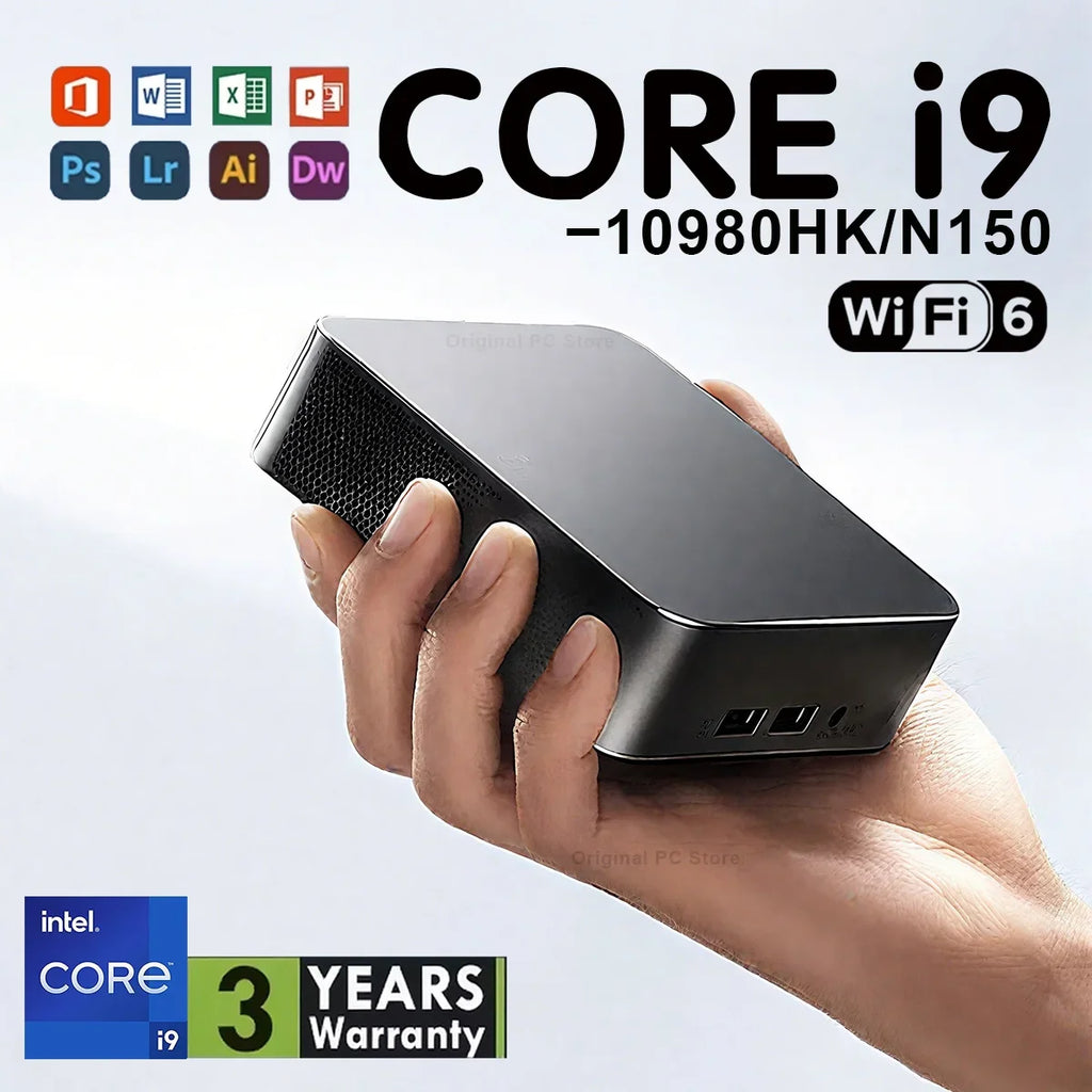 Intel Core I9 10980HK Windows 11 pro Portable PC 32GB RAM 1/2TB SSD WiFi 6 Bluetooth 5.2 4K 60Hz HD Mini Gaming Office Study Lap