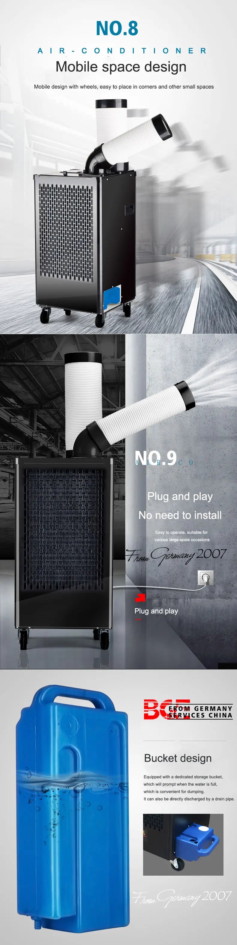 700w Air Cooler 6800BTU Mobile Portable Eco-friendly AC220-240v Industrial Air Conditioner Air Cooler