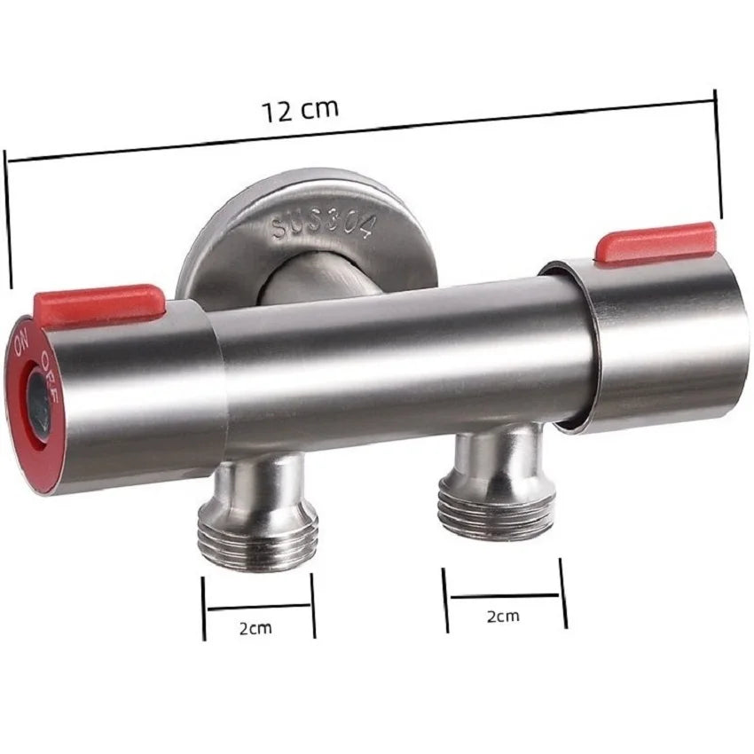 Double Handle Stainless Steel Faucet Bathroom Washing Machine Faucet Dual Use Angle Valve Inlet Valve Accessories