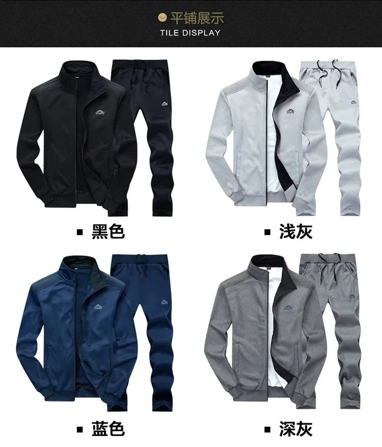 2025 Gym Spring Jacket + Pants Casual Tracksuit Men Sportswear Tracksuits Men Polyester Sweatshirt Sporting Fleece ropa hombre