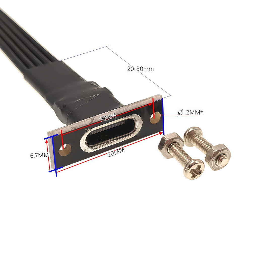 20CM 30CM 10CM 5CM USB 2.0 Type-C Flat Cable Extension FPC Cable USB 2.0 USB-C 90° Up/Down Angled Plug 5CM-1M