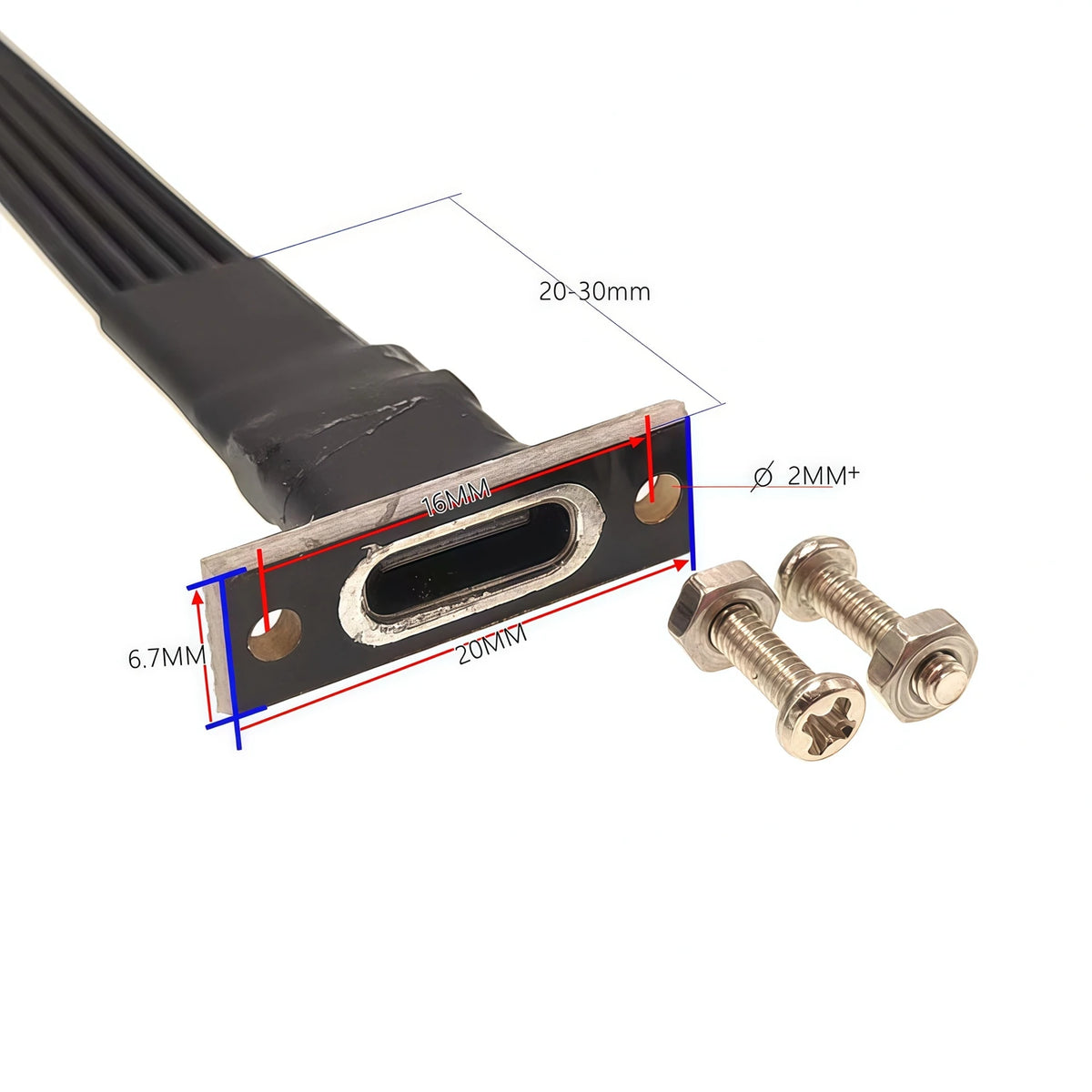 20CM 30CM 10CM 5CM USB 2.0 Type-C Flat Cable Extension FPC Cable USB 2.0 USB-C 90° Up/Down Angled Plug 5CM-1M