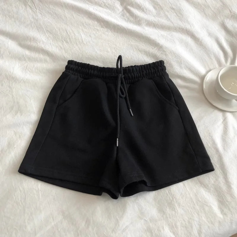 Womens High Waist Sporty Shorts Elastic Waist Loose Fit Versatile Three Quarter Length Hot Pants Summer Outdoor Breathable Short