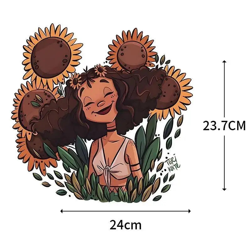 Fashionable Black Girl Heat Transfer Printed Stickers DIY Women's T-shirt Sweatshirt Decoration Heat Transfer Personalized Print