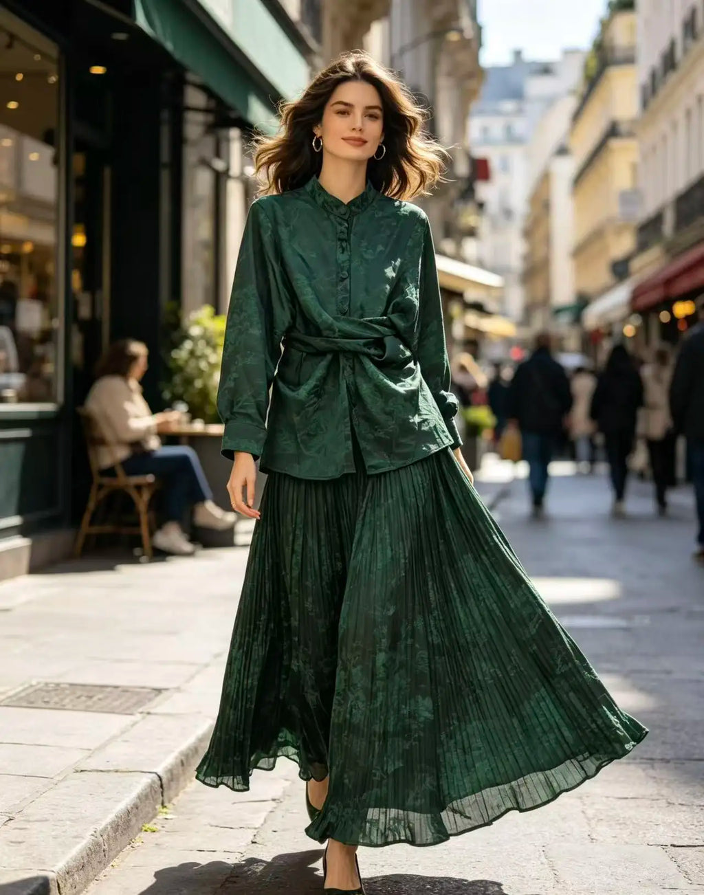 Summer Retro Print For Women Suit Chic and Elegant Outifits Top+High Waist Wide Leg Pleated Long Pants 2 Piece Set 2026