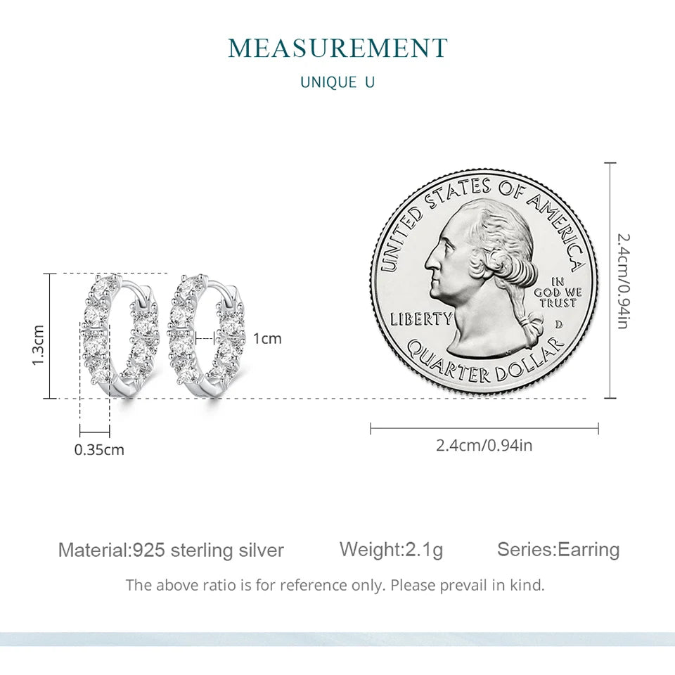 WOSTU Real 925 Sterling Silver Full of Zircon Circel Hoop Earrings For Women S925 Wedding Round Crystal Pendientes Jewelry Gift