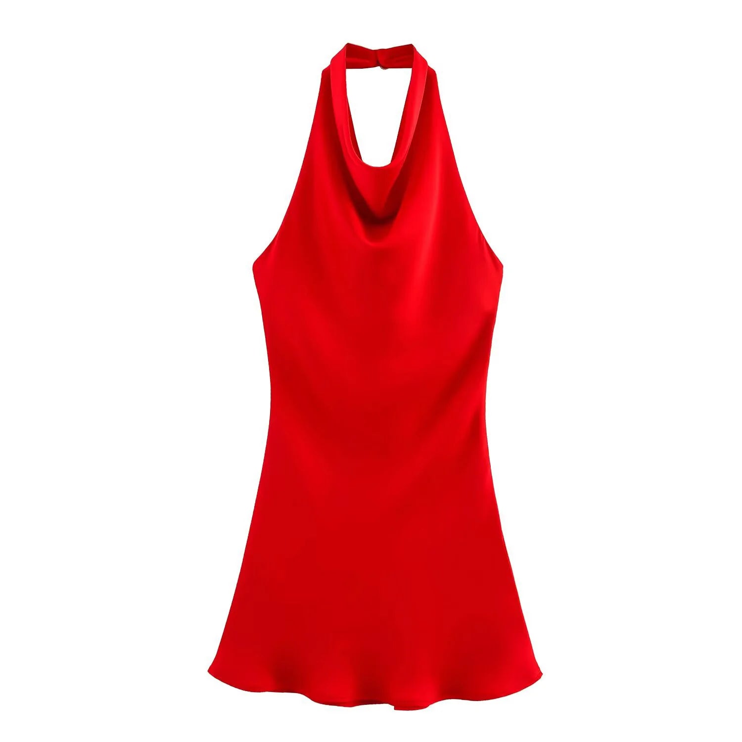 2025 Summer New Women's Clothing Simple Temperament Fashionable And Sexy Backless Silk Satin Texture Hanging Neck Dress