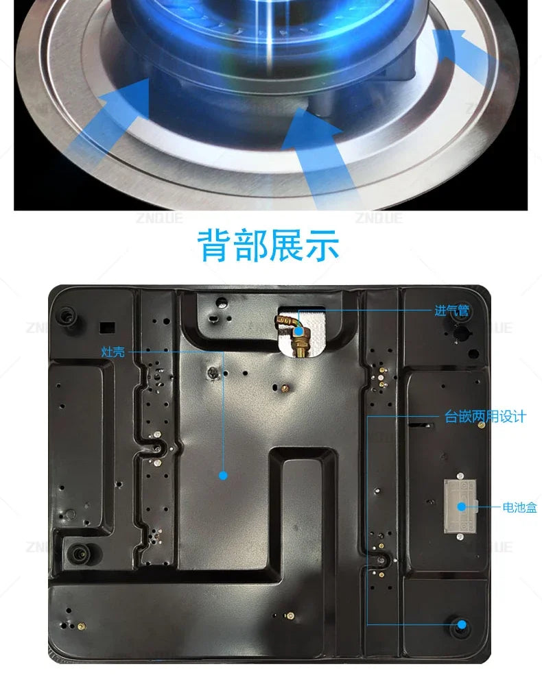 3-Burner Stainless Steel Gas Hob European Style Built-in Natural Gas Kitchen Stove