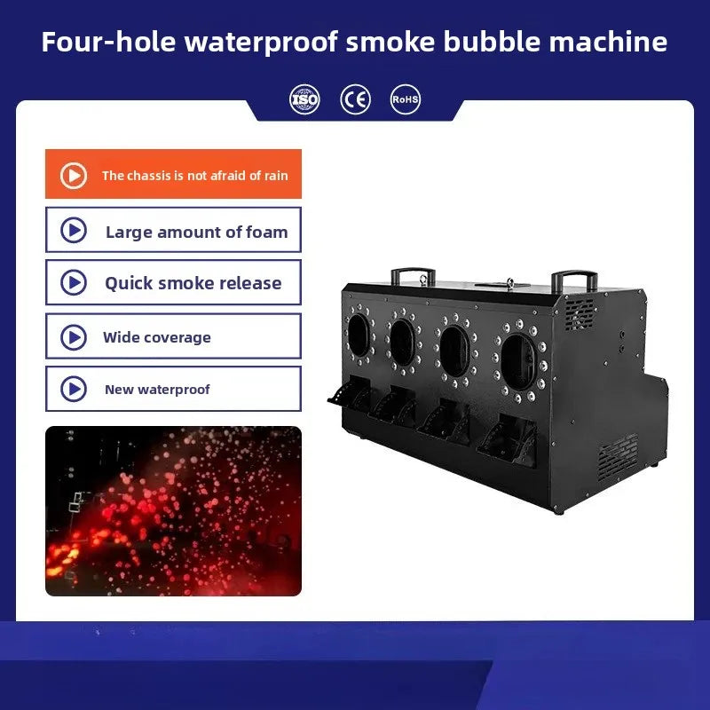 Stage Fog Bubble Machine - Four Nozzle Led Fog & Bubble Maker - Professional Performance, Wedding, Bar, Large-scale Bubble