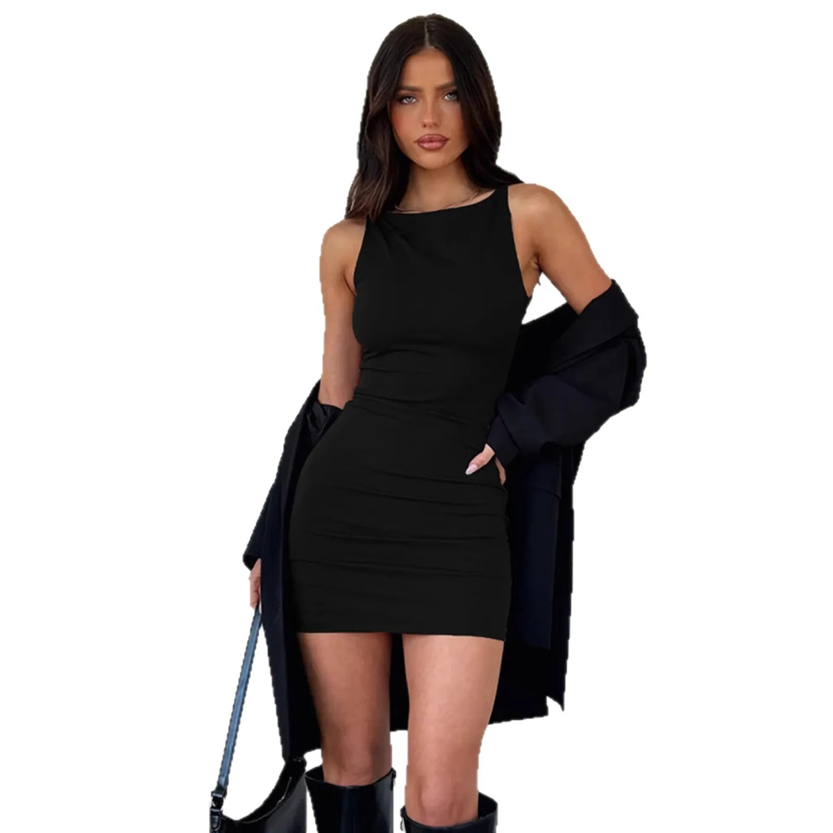 Women Sexy Slim Fit Bodycon Dress Summer New Solid Hot Girl Party Dress Custom