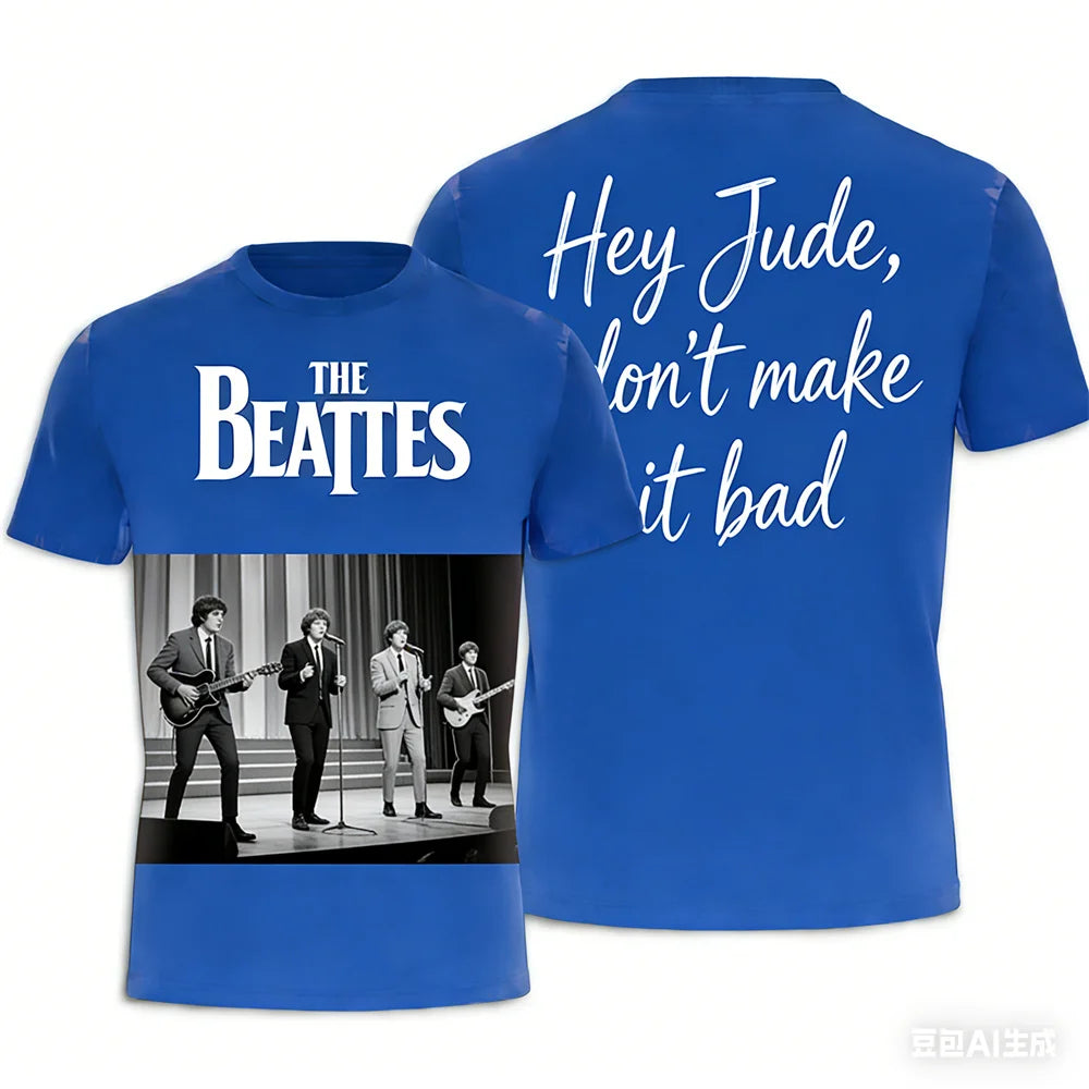 Rock band T-shirt Summer men's women's T-shirts The Beatles printed T-shirt Hip hop round neck T-shirt Breathable sports T-shirt
