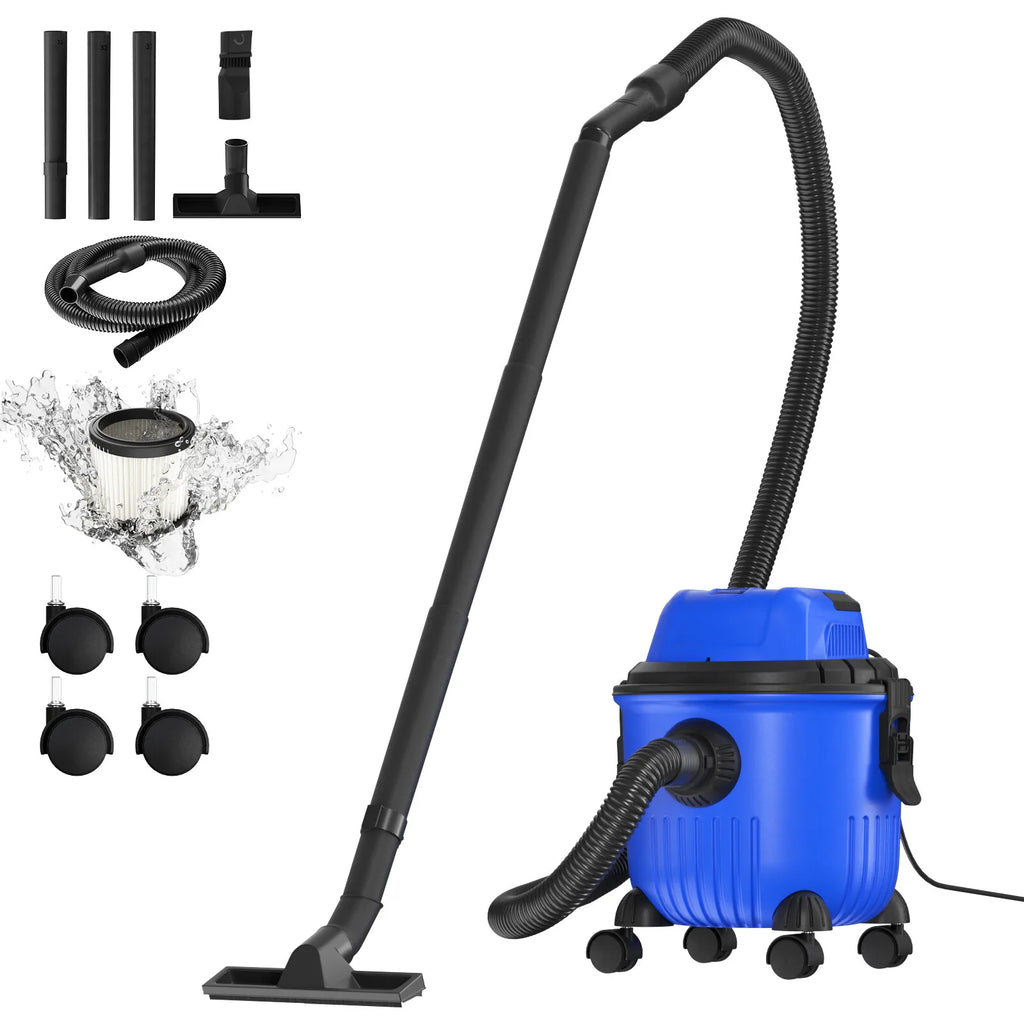 BRIEFNESS 3-in-1 Wet/dry Vacuum Cleaner Industrial Barrel Vacuum Cleaner W/Blowing Function Multi-Function Bagless 16KPA 15L