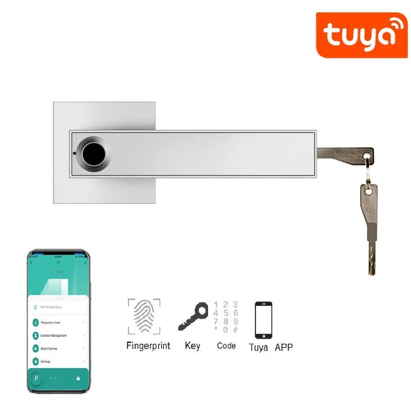 Fingerprint Password Door Lock With Tuya Electronic Smart Lock Digital Door Security Biometric Handle Lock For Bedroom Apartment