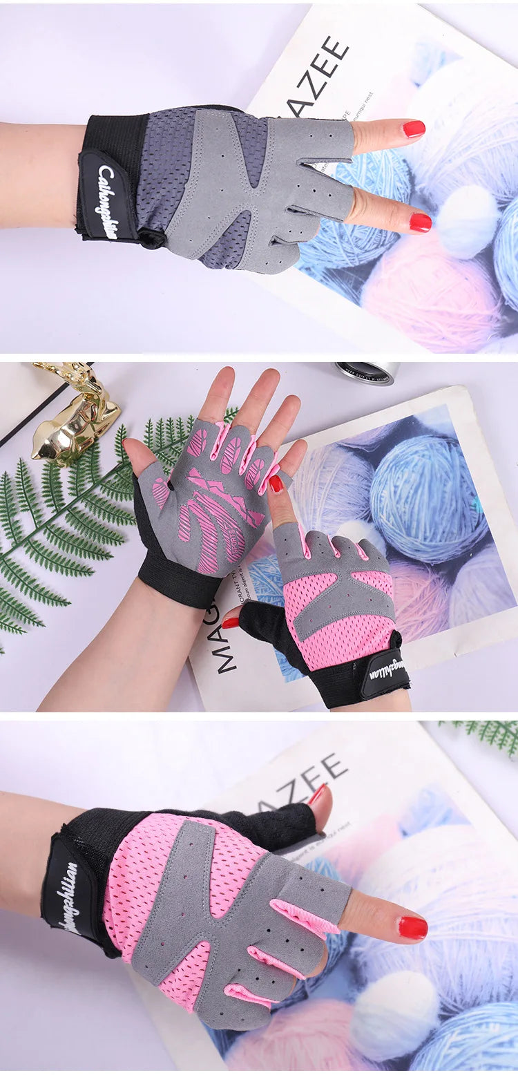 Cycling Fitness Gloves for Men Women Gym Motorcycle Summer Bicycle Fingerless Anti-slip Sports Weightlifting Breathable Gloves