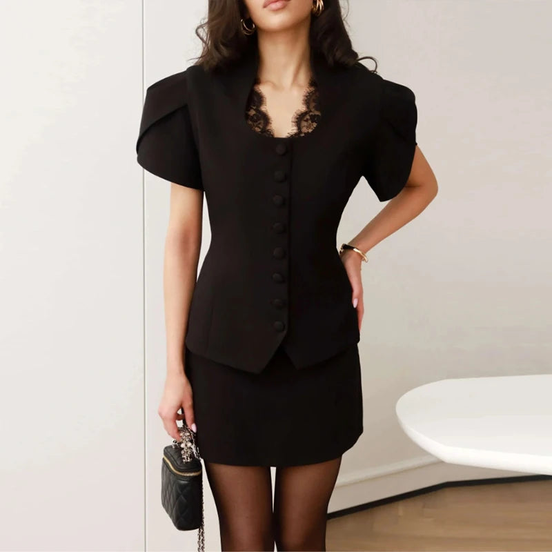 Sexy Print Women's Dress Multi Button Shoulder Pad Waist Cinching Package Hip Short Sleeved Dresses Fashion Summer Daily Wear