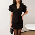 Sexy Print Women's Dress Multi Button Shoulder Pad Waist Cinching Package Hip Short Sleeved Dresses Fashion Summer Daily Wear