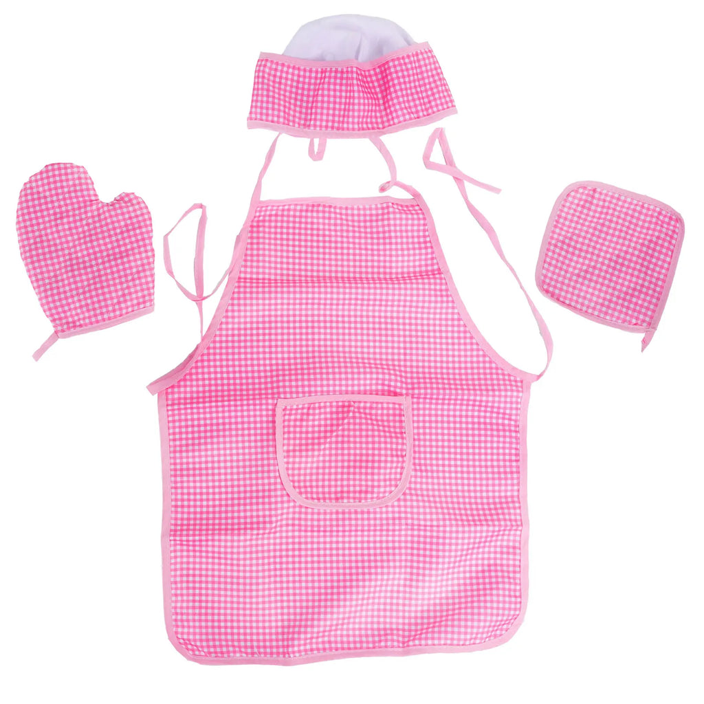 Children Playing House Role-Playing Kitchen Boys And Girls Dressing Up Clothes Chef Set Baking Cooking Tools Plaid Apron Toys